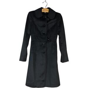 Pippa Coat with Jeweled Button Front, Black Size 0
